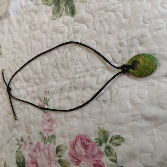 Elegant Mosaic Green Turquoise Pendant Necklace - Picture 2 of 3